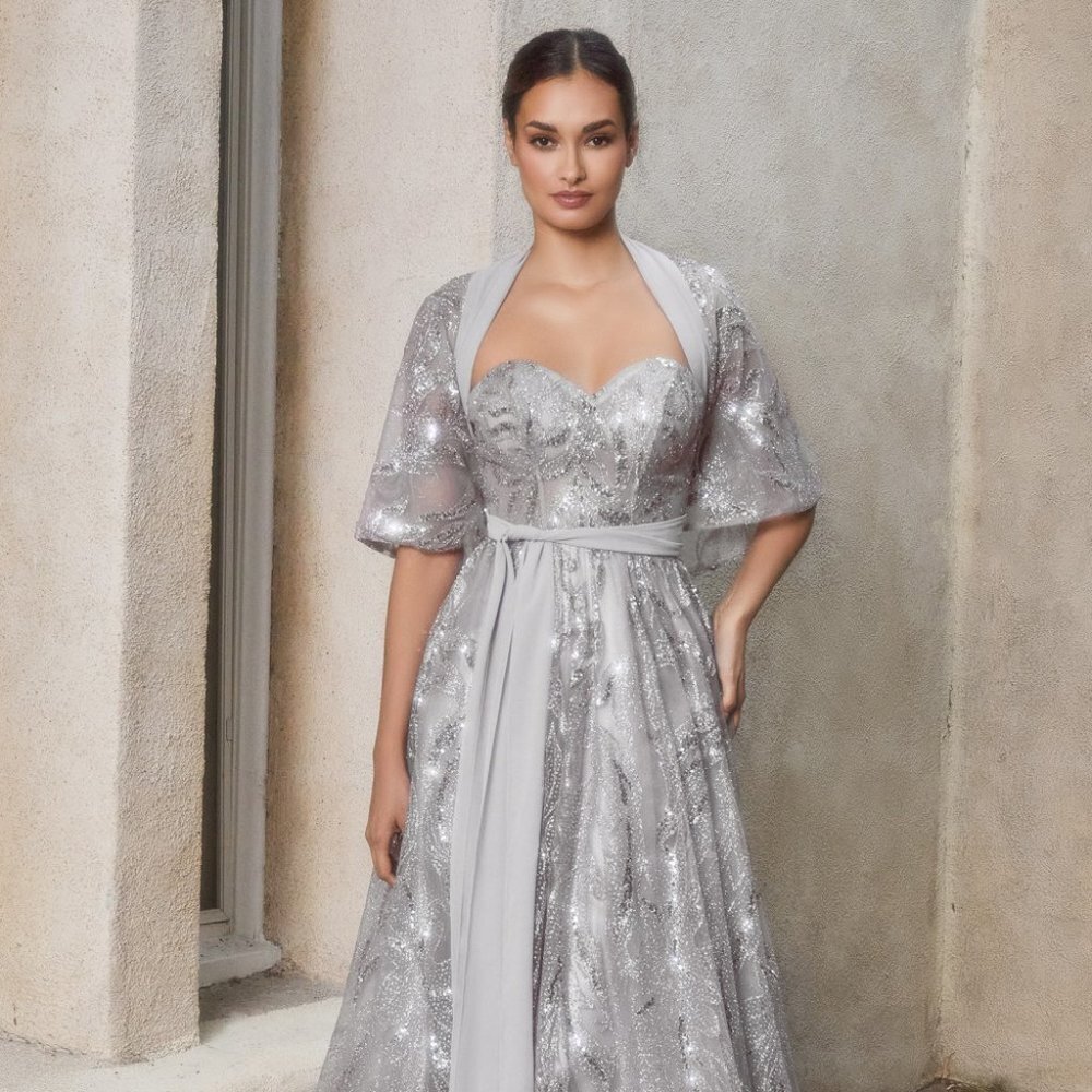 N/A NEW LONG OFF THE SHOULDER SLEEVELESS DRESS WITH REMOVABLE CAPE & ZIP A1174